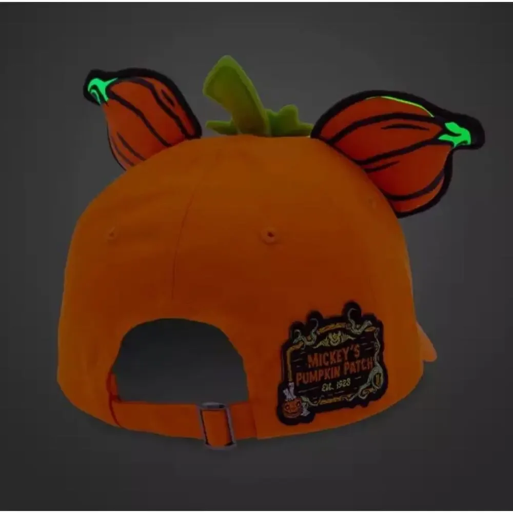 NWT Disney Parks Mickey Mouse Jack-o'-Lantern Glow-in-the-Dark Baseball Cap Hat